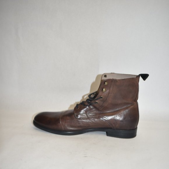 Allsaints Men's Mikkel Leather Combat Boots Brown Size 44 EU 11 US - Picture 4 of 11